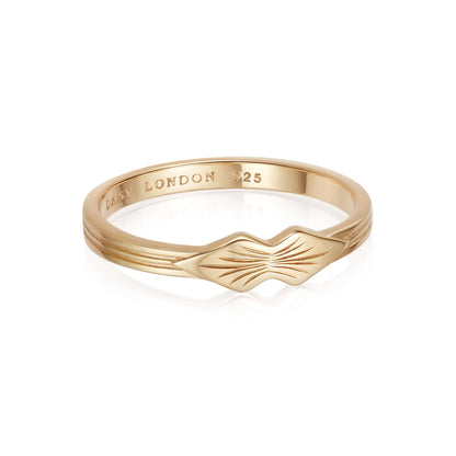 Engraved Palm Band Ring 18ct Gold Plate