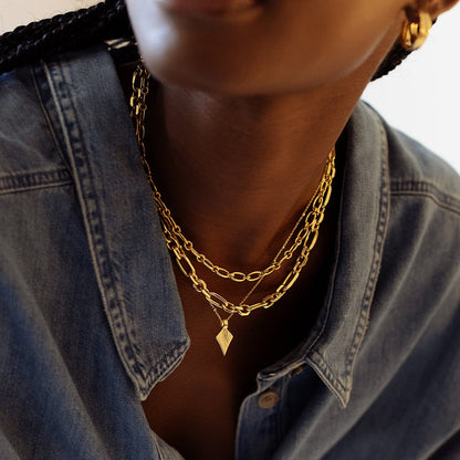 Palm Leaf Bobble Chain Necklace 18ct Gold Plate