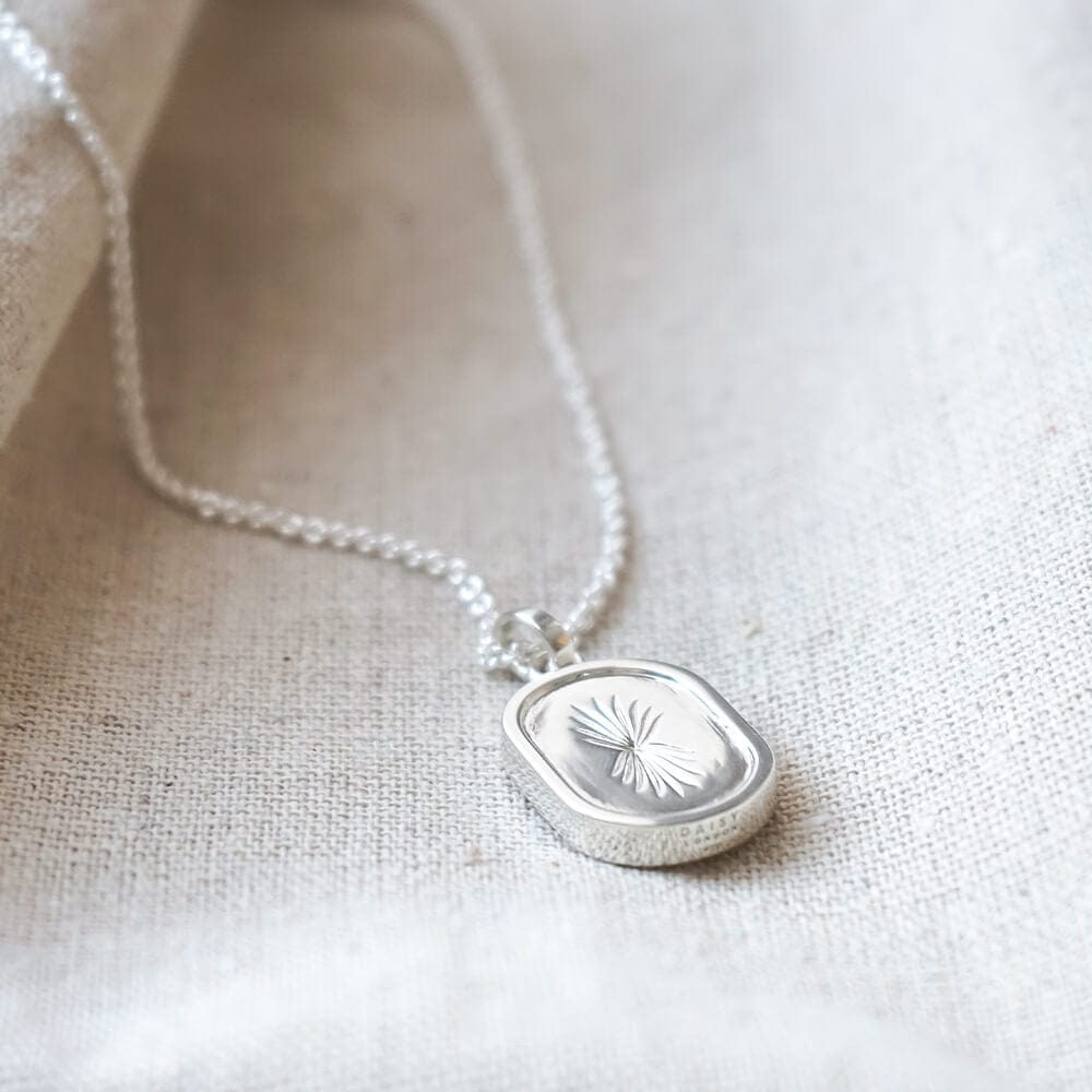 Palm Engraved Oval Locket Sterling Silver