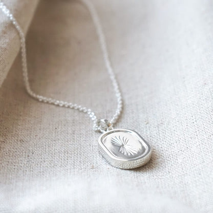 Palm Engraved Oval Locket Sterling Silver