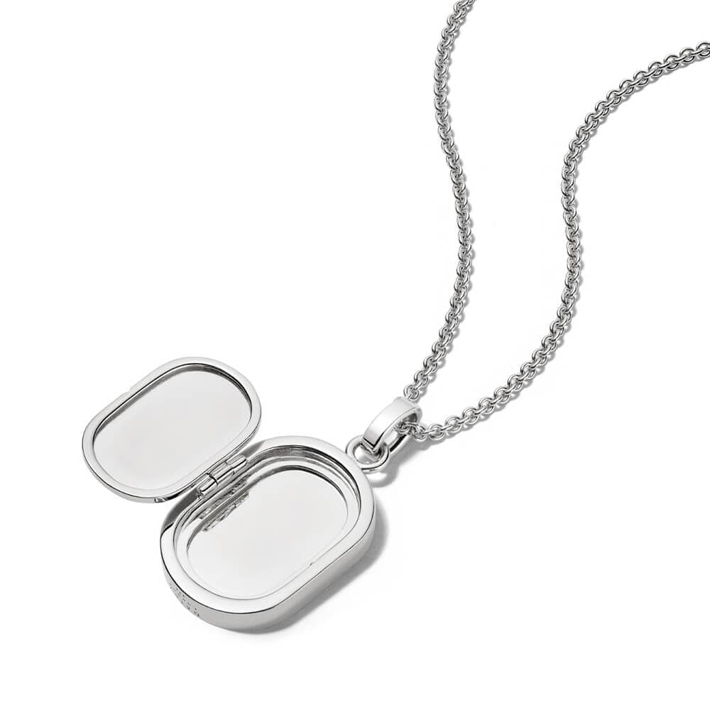 Palm Engraved Oval Locket Sterling Silver