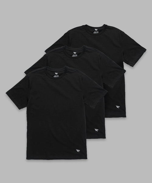 Paper Planes Essential Three Pack Tees - Black