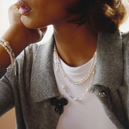 Pearl And Bead Necklace Sterling Silver