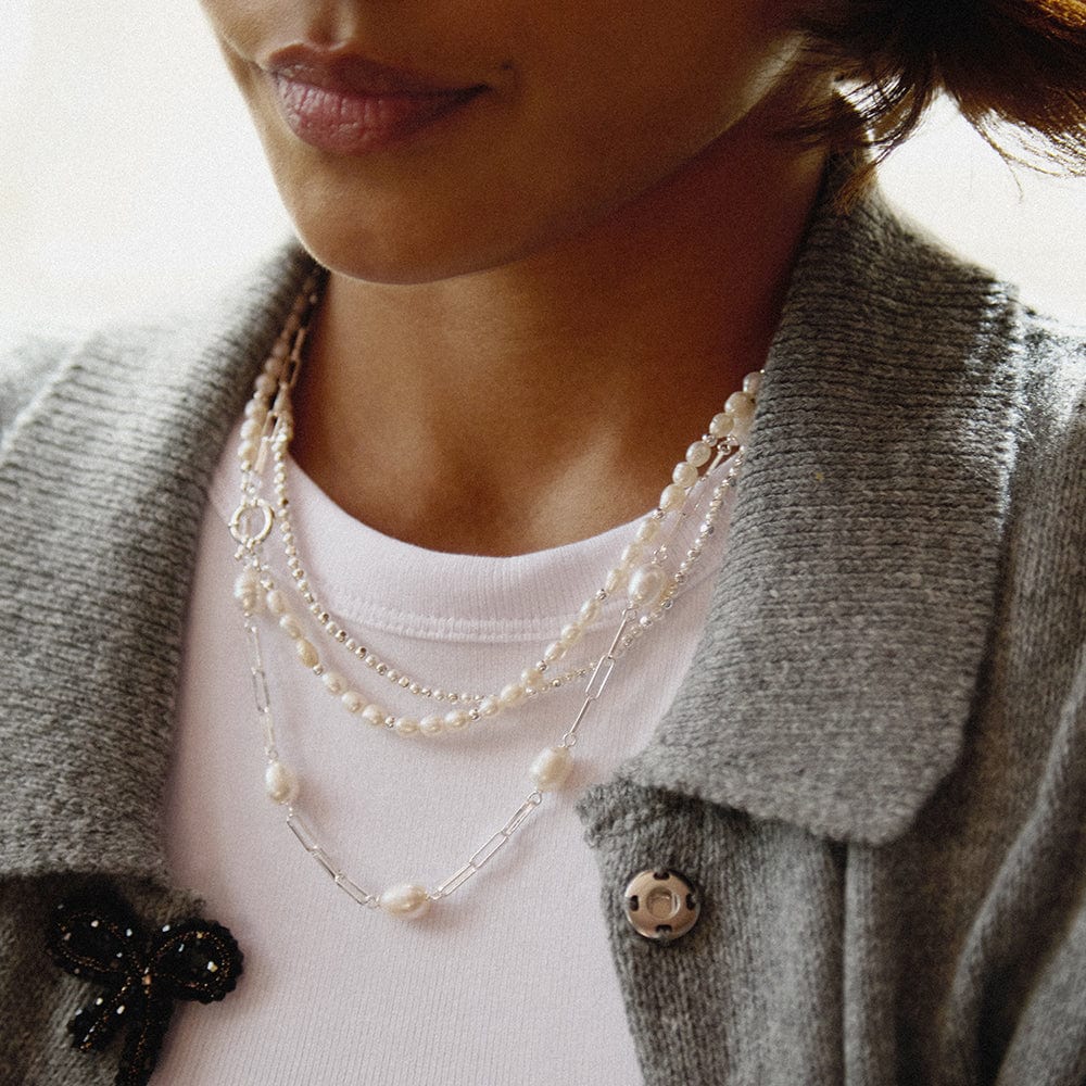 Pearl And Bead Necklace Sterling Silver