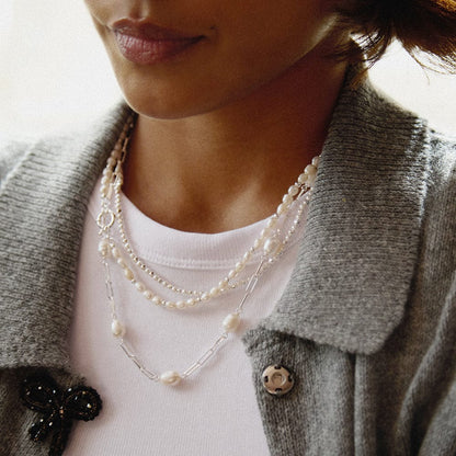 Pearl And Bead Necklace Sterling Silver