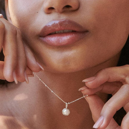Pearl Healing Stone Necklace Sterling Silver