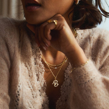 Pearl Initial Charm Pendant 18ct Gold Plate