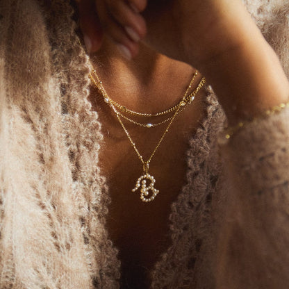 Pearl Initial Charm Necklace 18ct Gold Plate