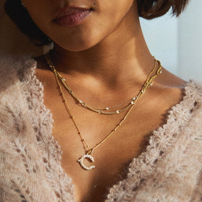 Pearl Initial Charm Necklace 18ct Gold Plate
