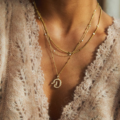 Pearl Initial Charm Necklace 18ct Gold Plate