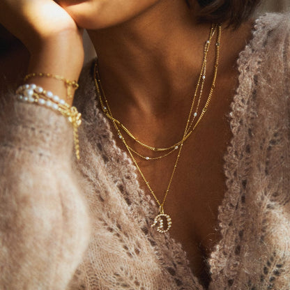 Pearl Initial Charm Necklace 18ct Gold Plate