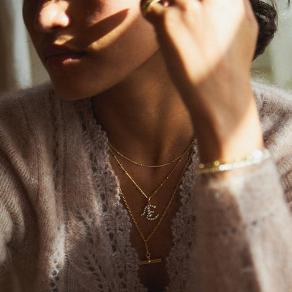 Pearl Initial Charm Necklace 18ct Gold Plate