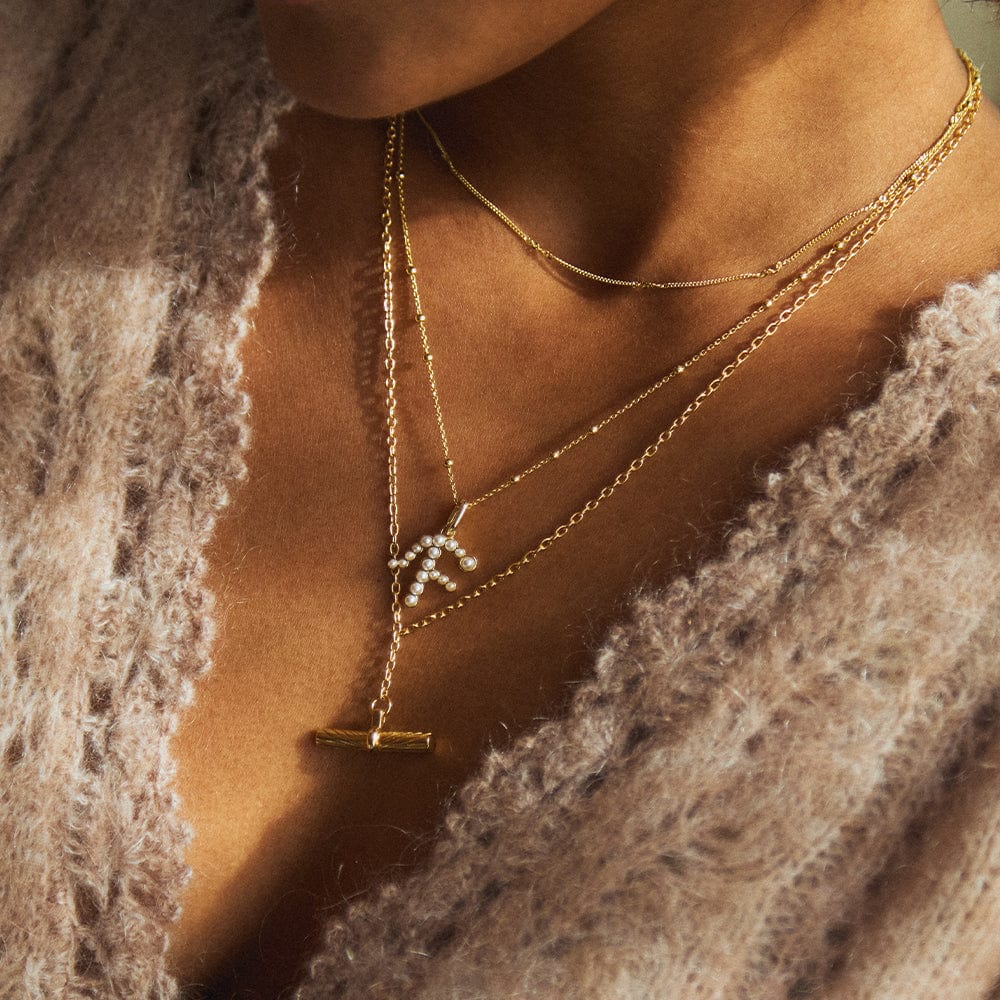 Pearl Initial Charm Pendant 18ct Gold Plate