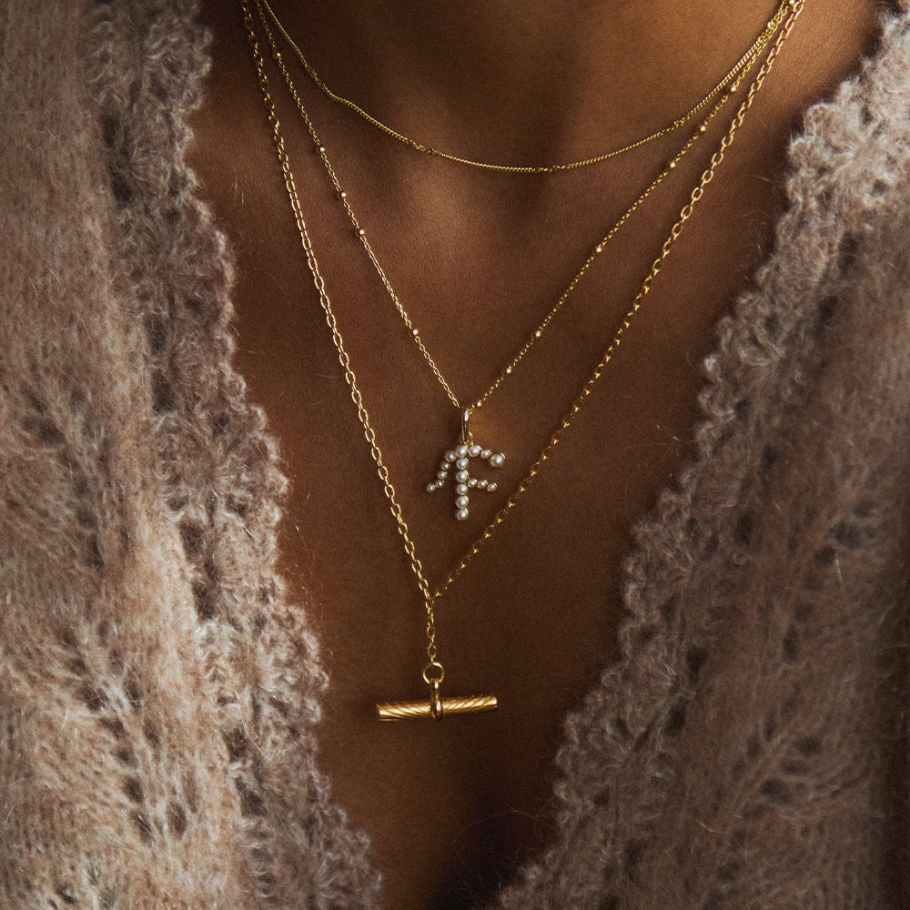 Pearl Initial Charm Pendant 18ct Gold Plate