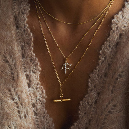 Pearl Initial Charm Necklace 18ct Gold Plate