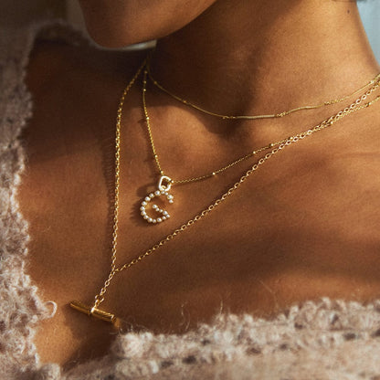Pearl Initial Charm Necklace 18ct Gold Plate