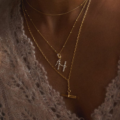 Pearl Initial Charm Pendant 18ct Gold Plate