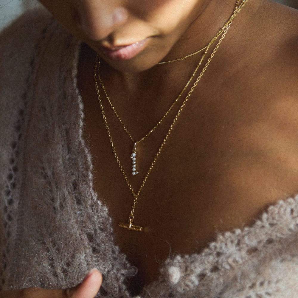 Pearl Initial Charm Necklace 18ct Gold Plate