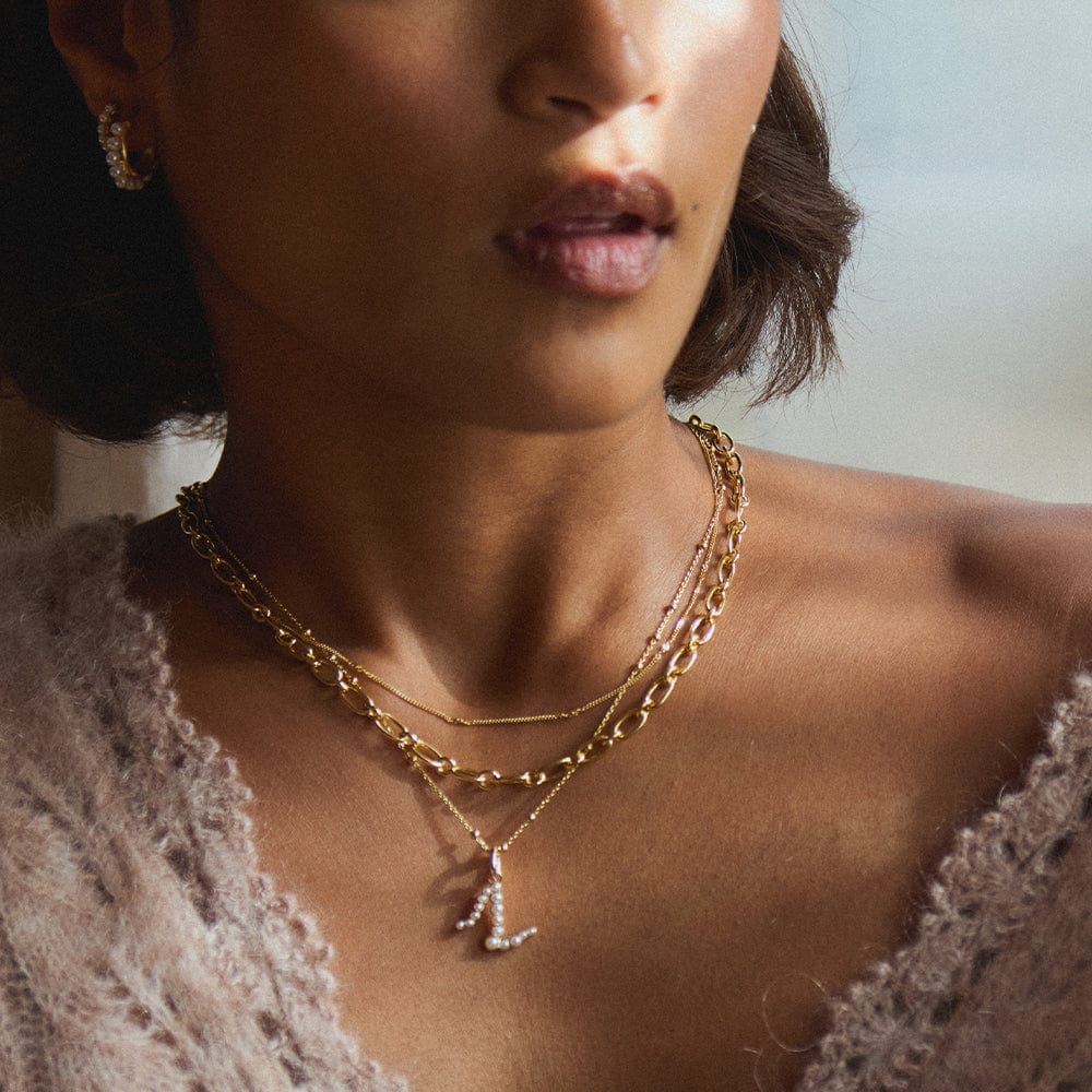 Pearl Initial Charm Pendant 18ct Gold Plate