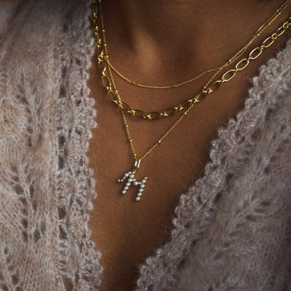 Pearl Initial Charm Pendant 18ct Gold Plate