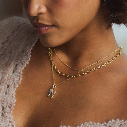 Pearl Initial Charm Pendant 18ct Gold Plate