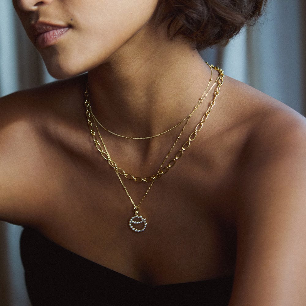 Pearl Initial Charm Pendant 18ct Gold Plate