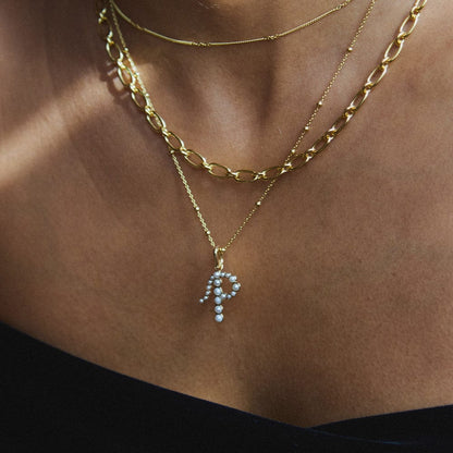 Pearl Initial Charm Pendant 18ct Gold Plate