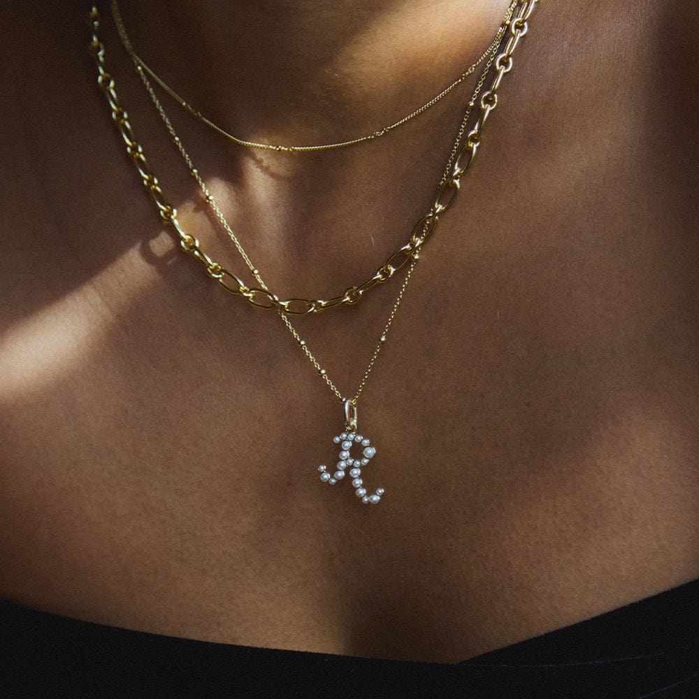 Pearl Initial Charm Pendant 18ct Gold Plate