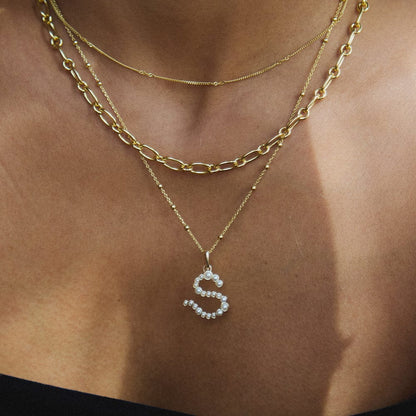 Pearl Initial Charm Pendant 18ct Gold Plate