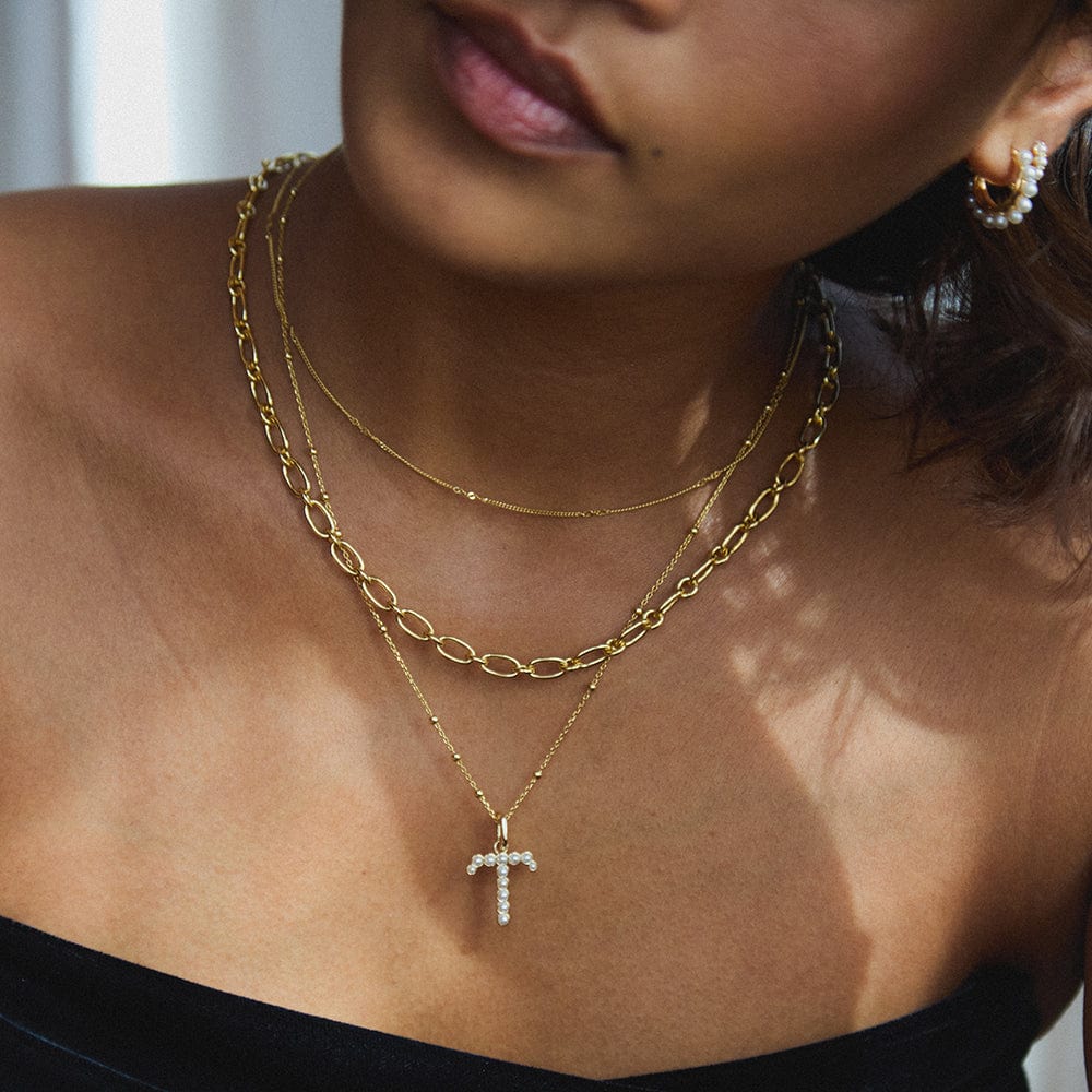 Pearl Initial Charm Pendant 18ct Gold Plate