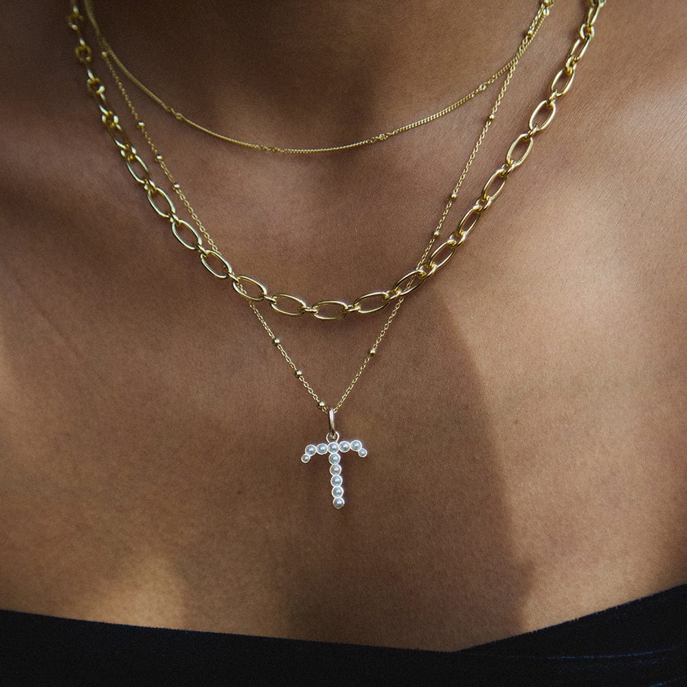 Pearl Initial Charm Pendant 18ct Gold Plate
