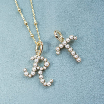 Pearl Initial Charm Necklace 18ct Gold Plate
