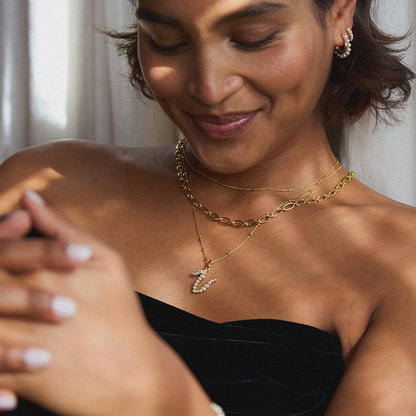 Pearl Initial Charm Necklace 18ct Gold Plate