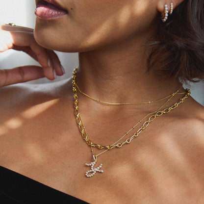 Pearl Initial Charm Necklace 18ct Gold Plate
