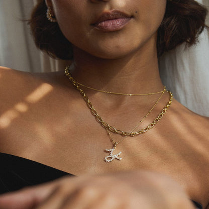 Pearl Initial Charm Pendant 18ct Gold Plate
