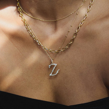Pearl Initial Charm Pendant 18ct Gold Plate
