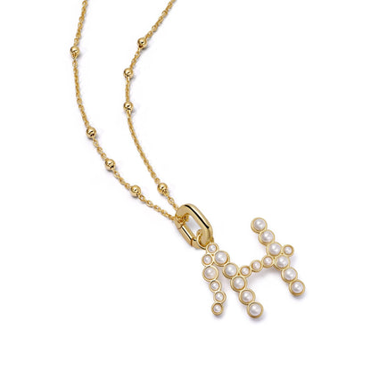 Pearl Initial Charm Necklace 18ct Gold Plate