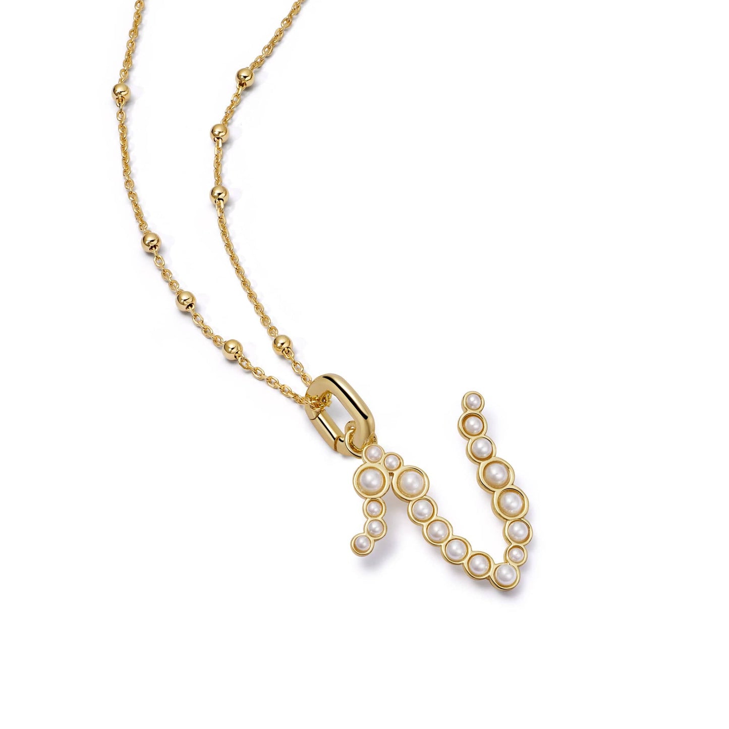 Pearl Initial Charm Necklace 18ct Gold Plate
