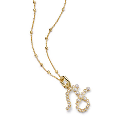 Pearl Initial Charm Necklace 18ct Gold Plate