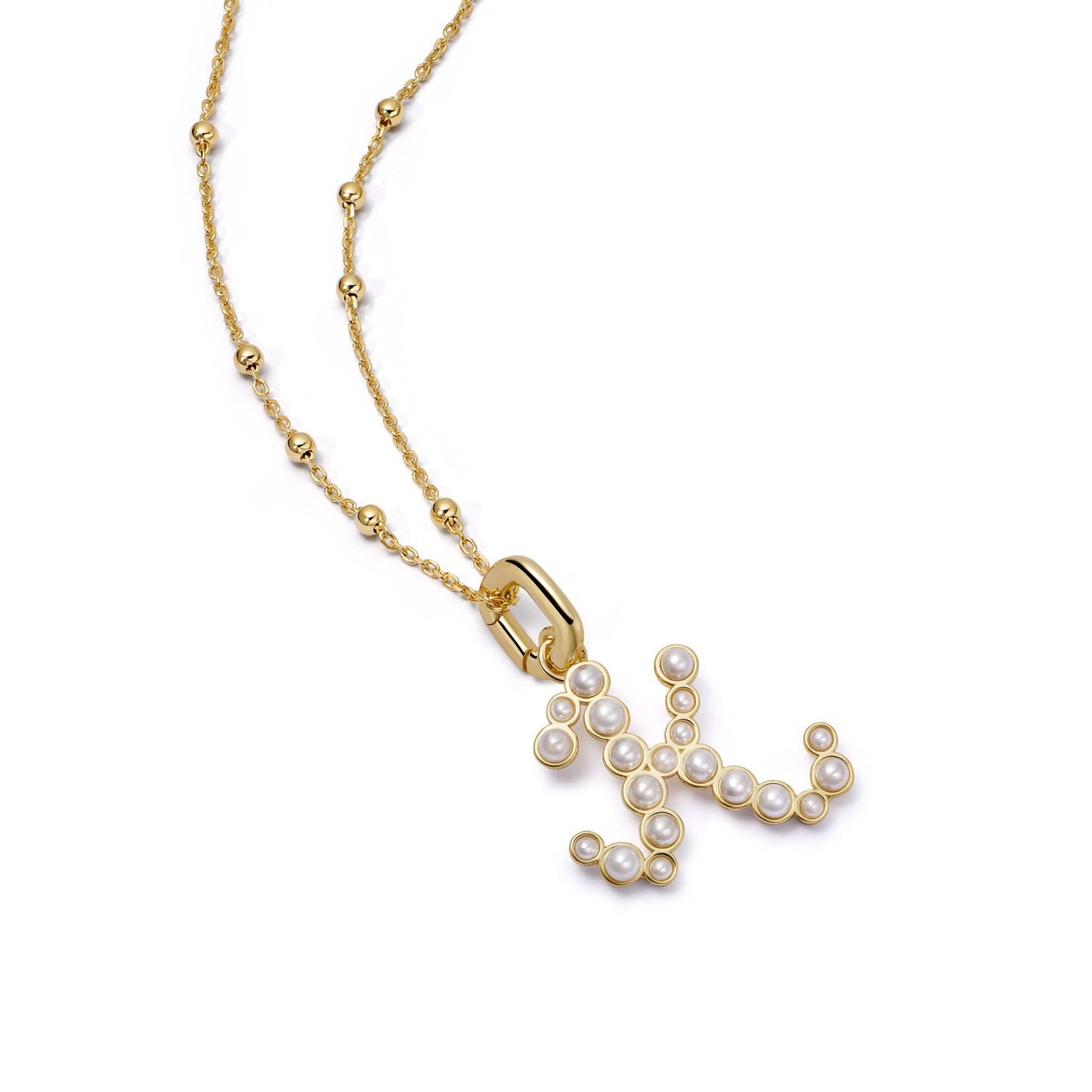 Pearl Initial Charm Necklace 18ct Gold Plate