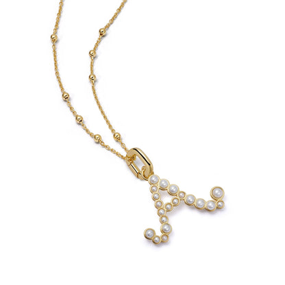 Pearl Initial Charm Necklace 18ct Gold Plate