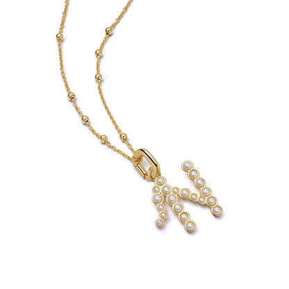 Pearl Initial Charm Necklace 18ct Gold Plate