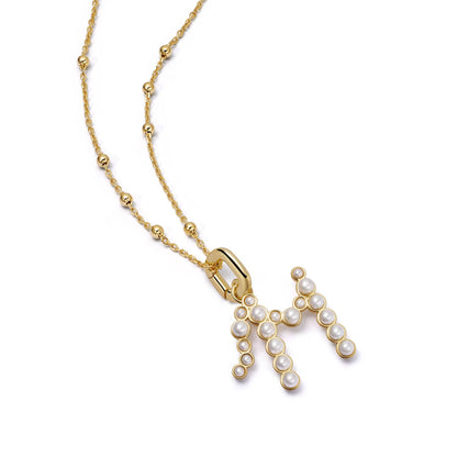 Pearl Initial Charm Necklace 18ct Gold Plate
