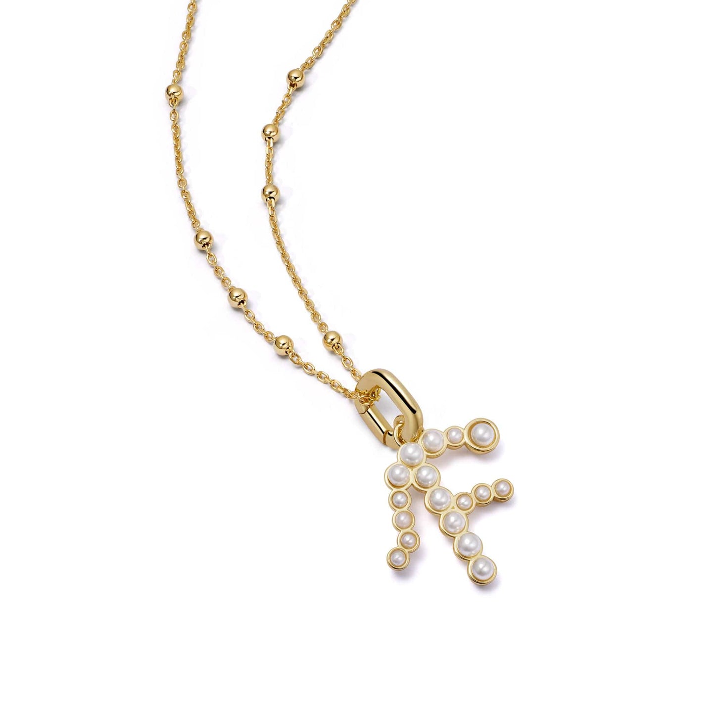 Pearl Initial Charm Necklace 18ct Gold Plate