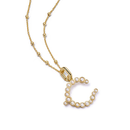 Pearl Initial Charm Necklace 18ct Gold Plate