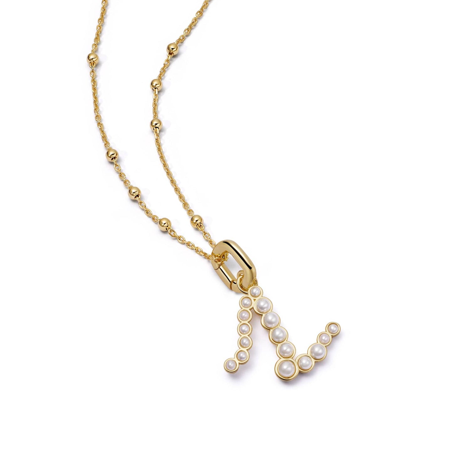 Pearl Initial Charm Necklace 18ct Gold Plate