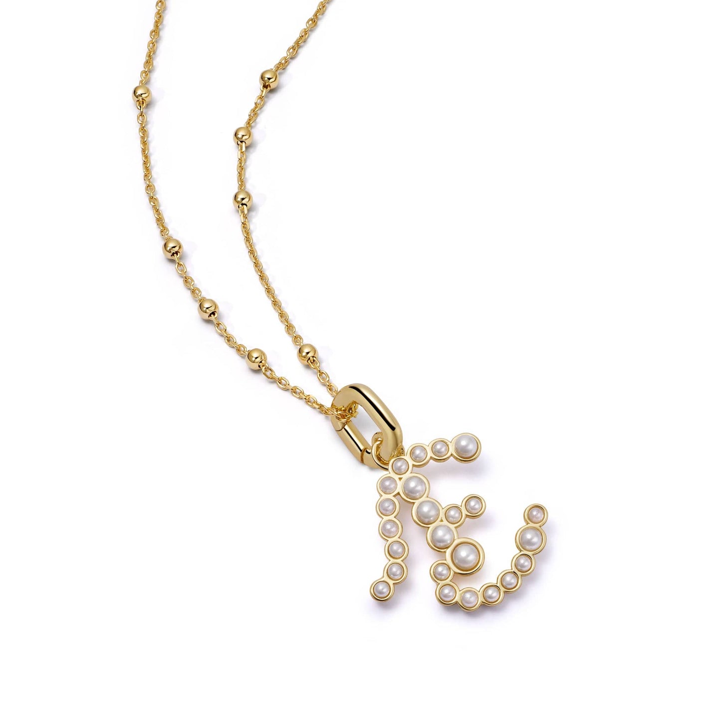 Pearl Initial Charm Necklace 18ct Gold Plate