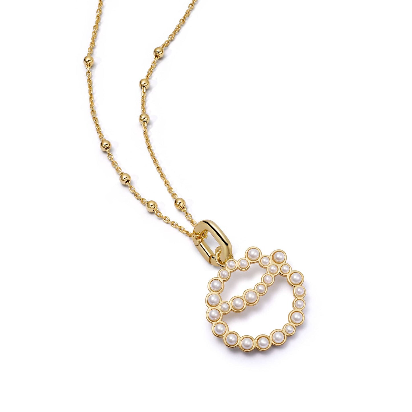 Pearl Initial Charm Necklace 18ct Gold Plate
