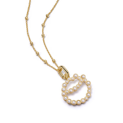 Pearl Initial Charm Necklace 18ct Gold Plate