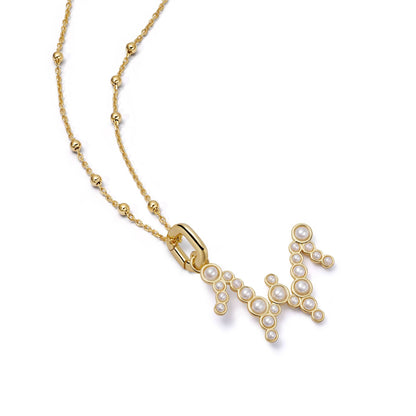Pearl Initial Charm Necklace 18ct Gold Plate